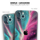 Neon Pink & Green Leaf - Protective Skin Wrap & Decal – Compatible with iPhone SE to iPhone 17 Pro Max (All Models)