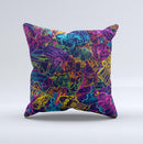 Neon Robots Ink-Fuzed Decorative Throw Pillow