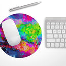 Neon Splatter Universe// WaterProof Rubber Foam Backed Anti-Slip Mouse Pad for Home Work Office or Gaming Computer Desk