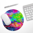 Neon Splatter Universe// WaterProof Rubber Foam Backed Anti-Slip Mouse Pad for Home Work Office or Gaming Computer Desk