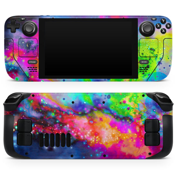 Neon Splatter Universe // Full Body Skin Decal Wrap Kit for the Steam Deck handheld gaming computer