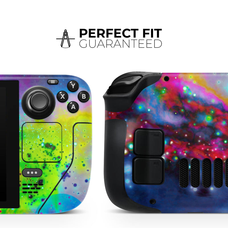 Neon Splatter Universe // Full Body Skin Decal Wrap Kit for the Steam Deck handheld gaming computer