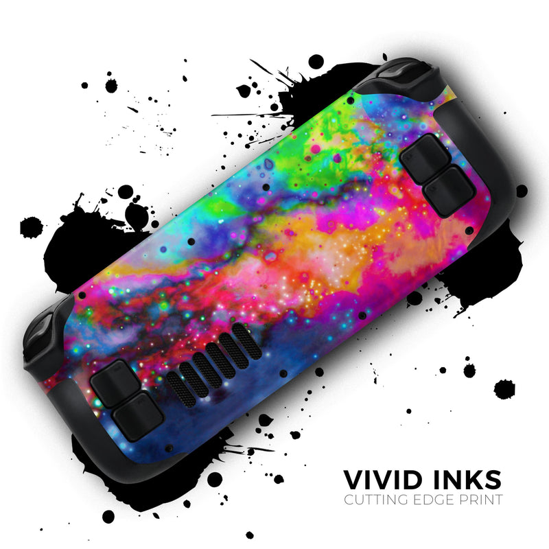 Neon Splatter Universe // Full Body Skin Decal Wrap Kit for the Steam Deck handheld gaming computer
