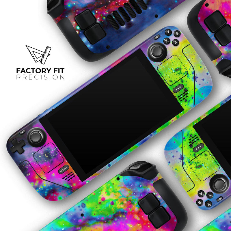 Neon Splatter Universe // Full Body Skin Decal Wrap Kit for the Steam Deck handheld gaming computer