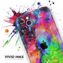 Neon Splatter Universe - Protective Skin Wrap & Decal – Compatible with iPhone SE to iPhone 17 Pro Max (All Models)
