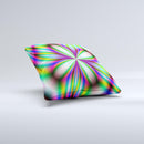Neon Tie-Dye Flower ink-Fuzed Decorative Throw Pillow