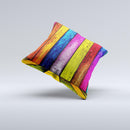 Neon Wood Color-Planks Ink-Fuzed Decorative Throw Pillow