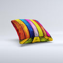 Neon Wood Color-Planks Ink-Fuzed Decorative Throw Pillow