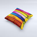 Neon Wood Color-Planks Ink-Fuzed Decorative Throw Pillow