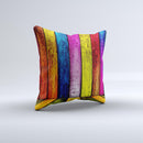Neon Wood Color-Planks Ink-Fuzed Decorative Throw Pillow
