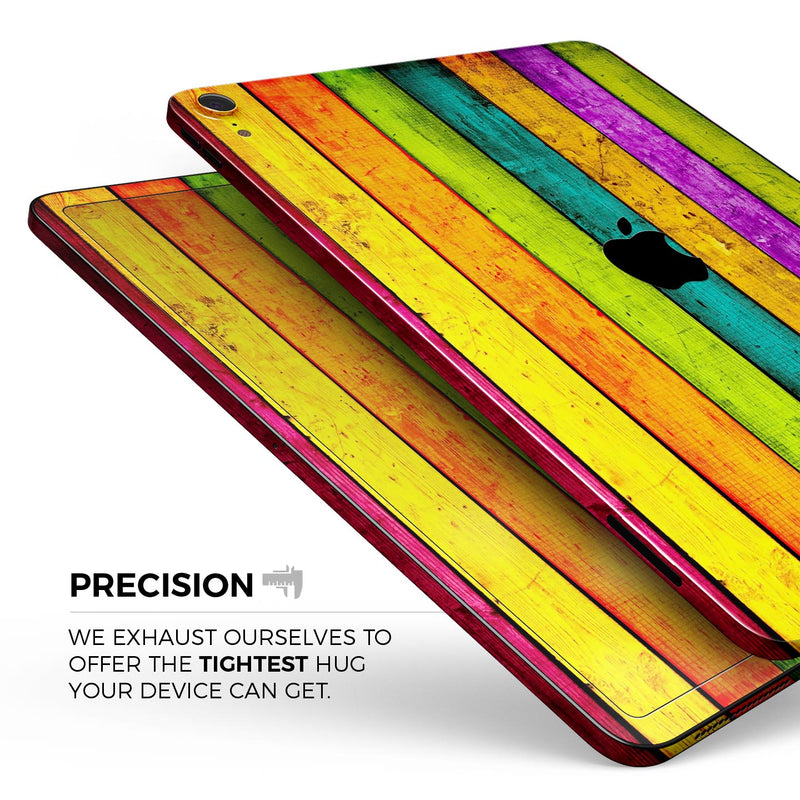 Neon Wood Planks - Full Body Skin Decal for the Apple iPad Pro 12.9", 11", 10.5", 9.7", Air or Mini (All Models Available)