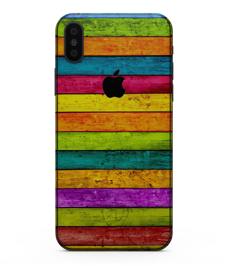 Neon Wood Planks - iPhone XS MAX, XS/X, 8/8+, 7/7+, 5/5S/SE Skin-Kit (All iPhones Available)