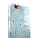 Ocean Blue Textured Marble iPhone 6/6s or 6/6s Plus 2-Piece Hybrid INK-Fuzed Case
