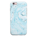 Ocean Blue Textured Marble iPhone 6/6s or 6/6s Plus 2-Piece Hybrid INK-Fuzed Case