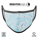 Ocean Blue Textured Marble - Made in USA Mouth Cover Unisex Anti-Dust Cotton Blend Reusable & Washable Face Mask with Adjustable Sizing for Adult or Child