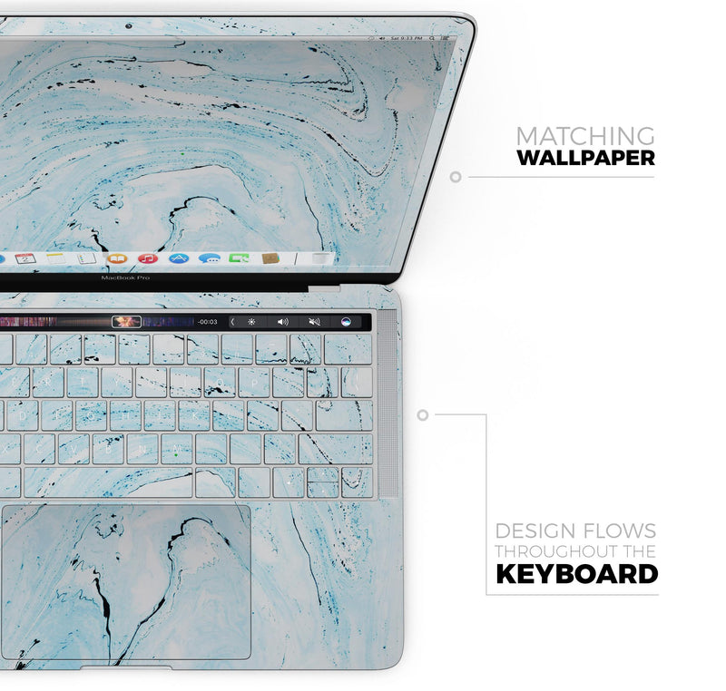 Ocean Blue Textured Marble - Skin Decal Wrap Kit Compatible with the Apple MacBook Pro, Pro with Touch Bar or Air (11", 12", 13", 15" & 16" - All Versions Available)