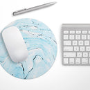 Ocean Blue Textured Marble// WaterProof Rubber Foam Backed Anti-Slip Mouse Pad for Home Work Office or Gaming Computer Desk