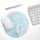 Ocean Blue Textured Marble// WaterProof Rubber Foam Backed Anti-Slip Mouse Pad for Home Work Office or Gaming Computer Desk