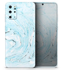 Ocean Blue Textured Marble - Premium Vinyl Skin Decal for Samsung Galaxy S25 Ultra, S24, S23, S22 & All Galaxy S Models