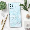 Ocean Blue Textured Marble - Premium Vinyl Skin Decal for Samsung Galaxy S25 Ultra, S24, S23, S22 & All Galaxy S Models