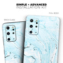 Ocean Blue Textured Marble - Premium Vinyl Skin Decal for Samsung Galaxy S25 Ultra, S24, S23, S22 & All Galaxy S Models