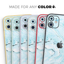 Ocean Blue Textured Marble - Protective Skin Wrap & Decal – Compatible with iPhone SE to iPhone 17 Pro Max (All Models)