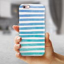 Ocean WaterColor Ombre Stripes iPhone 6/6s or 6/6s Plus 2-Piece Hybrid INK-Fuzed Case