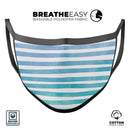 Ocean WaterColor Ombre Stripes - Made in USA Mouth Cover Unisex Anti-Dust Cotton Blend Reusable & Washable Face Mask with Adjustable Sizing for Adult or Child