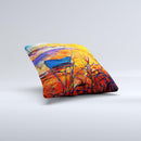 Oil Pastel Lake Sunset ink-Fuzed Decorative Throw Pillow