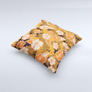 Orange & Black Hawaiian Floral Pattern V4 Ink-Fuzed Decorative Throw Pillow