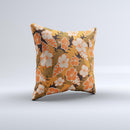 Orange & Black Hawaiian Floral Pattern V4 Ink-Fuzed Decorative Throw Pillow