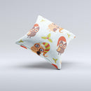 Orange Cartoon Winter Owls ink-Fuzed Decorative Throw Pillow