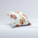 Orange Cartoon Winter Owls ink-Fuzed Decorative Throw Pillow