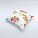 Orange Cartoon Winter Owls ink-Fuzed Decorative Throw Pillow