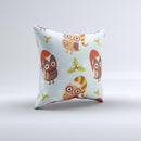 Orange Cartoon Winter Owls ink-Fuzed Decorative Throw Pillow