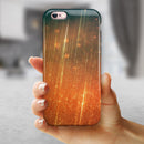 Orange Scratched Surface with Gold Beams iPhone 6/6s or 6/6s Plus 2-Piece Hybrid INK-Fuzed Case