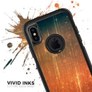 Orange Scratched Surface with Gold Beams - Skin Kit for the iPhone OtterBox Cases