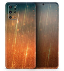 Orange Scratched Surface with Gold Beams - Premium Vinyl Skin Decal for Samsung Galaxy S25 Ultra, S24, S23, S22 & All Galaxy S Models