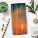 Orange Scratched Surface with Gold Beams - Premium Vinyl Skin Decal for Samsung Galaxy S25 Ultra, S24, S23, S22 & All Galaxy S Models