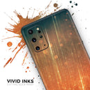 Orange Scratched Surface with Gold Beams - Premium Vinyl Skin Decal for Samsung Galaxy S25 Ultra, S24, S23, S22 & All Galaxy S Models