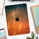 Orange Scratched Surface with Gold Beams - Full Body Skin Decal for the Apple iPad Pro 12.9", 11", 10.5", 9.7", Air or Mini (All Models Available)
