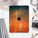 Orange Scratched Surface with Gold Beams - Full Body Skin Decal for the Apple iPad Pro 12.9", 11", 10.5", 9.7", Air or Mini (All Models Available)