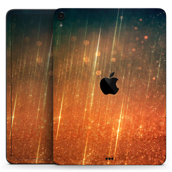 Orange Scratched Surface with Gold Beams - Full Body Skin Decal for the Apple iPad Pro 12.9", 11", 10.5", 9.7", Air or Mini (All Models Available)
