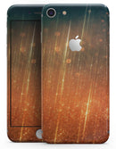 Orange Scratched Surface with Gold Beams - Skin-kit for the iPhone 8 or 8 Plus