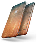 Orange Scratched Surface with Gold Beams - Skin-kit for the iPhone 8 or 8 Plus