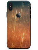 Orange Scratched Surface with Gold Beams - iPhone X Skin-Kit