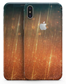 Orange Scratched Surface with Gold Beams - iPhone X Skin-Kit