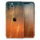 Orange Scratched Surface with Gold Beams - Protective Skin Wrap & Decal – Compatible with iPhone SE to iPhone 17 Pro Max (All Models)