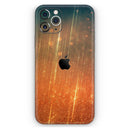 Orange Scratched Surface with Gold Beams - Protective Skin Wrap & Decal – Compatible with iPhone SE to iPhone 17 Pro Max (All Models)