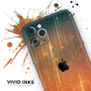 Orange Scratched Surface with Gold Beams - Protective Skin Wrap & Decal – Compatible with iPhone SE to iPhone 17 Pro Max (All Models)